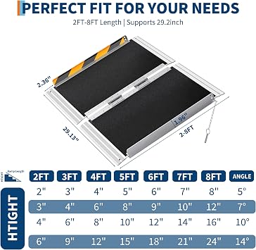 Portable Wheelchair Ramp 3FT - Heavy Duty 600 Lbs Capacity, Non-Slip Access Ramp, Lightweight Easy-Moving Foldable Design, Aluminum Folding Wheelchair Ramp for Stairs, Doorways, Scooters, Home Steps