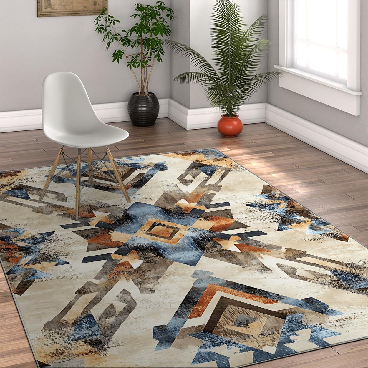 Native American dywan 160 x 230 cm, dywan powierzchniowy do salonu, południowo-zachodni obszar plemion Azteków, geometryczna, rustykalna mata pod drzwi, do prania, 160 x 230 cm, antypoślizgowy, mały