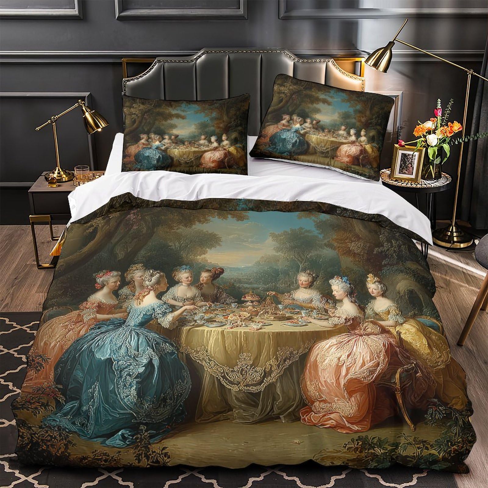 Housse de couette fleurie double 200x200cm imprimée en 3D avec microfibre douce