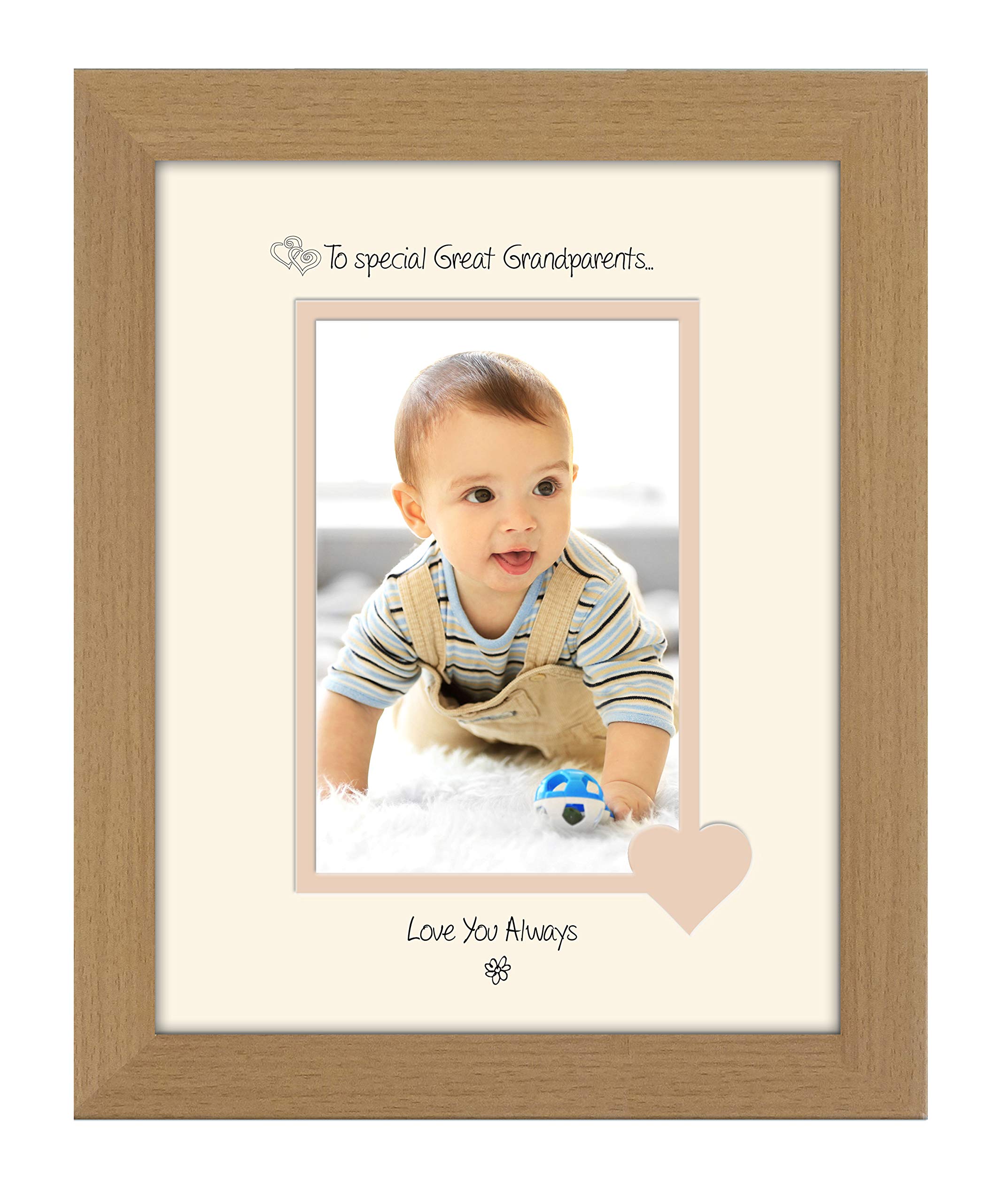 Photos In A Word Oak Finish Frame Cream Mount Beige Inside Great Grandparents Photo Frame Special Great Grandparents Love You Always Portrait 1081F Double Mounted Quality Gift (Oak Finish Frame Cream Mount Beige Inside)