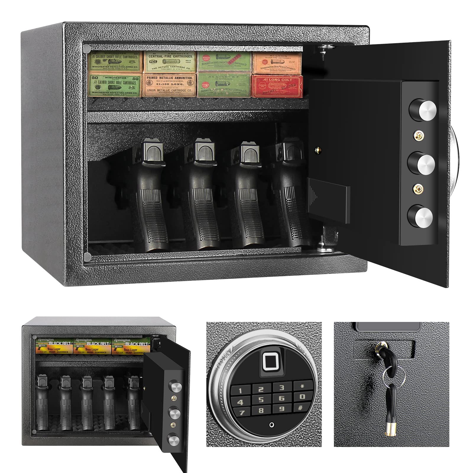 Security Biometric Fingerprint Safe, Steel Lock Box Safe for Home