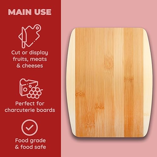 Miniatura 3 de Tabla de cortar de bambú Tabla de cocina grande de 11 x 14 pulgadas para preparación de comidas y servir Tabla de cortar de bambú duradera y