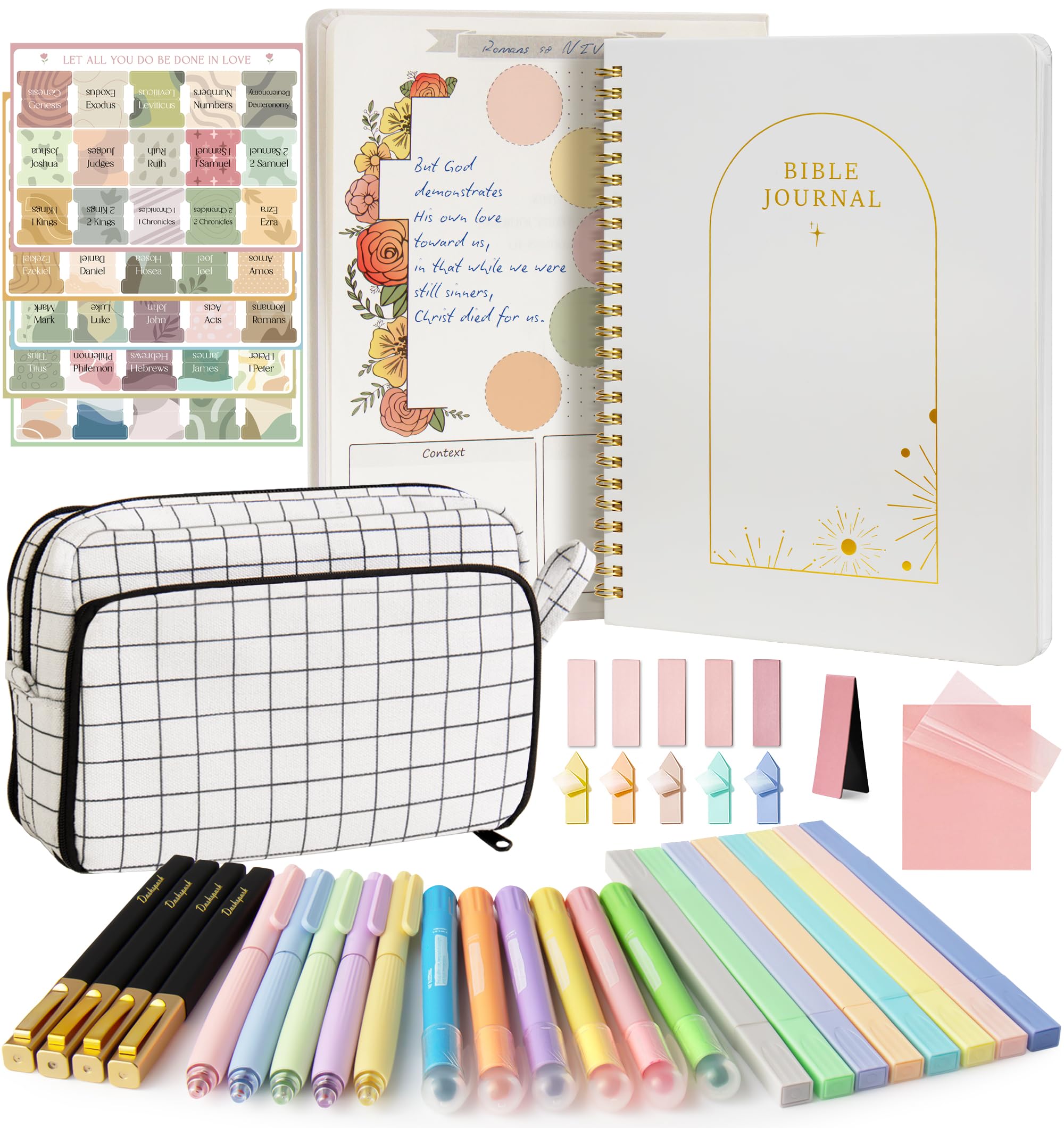 Dashspark Bibelstudium-Set – Bibel-Tagebuch-Zubehör-Set für Frauen – christliche Geschenke für Frauen – Textmarker und Stifte mit ästhetischen Bibeln Journal Notizbuch – Bibelzubehör Anmerkungs-Sets