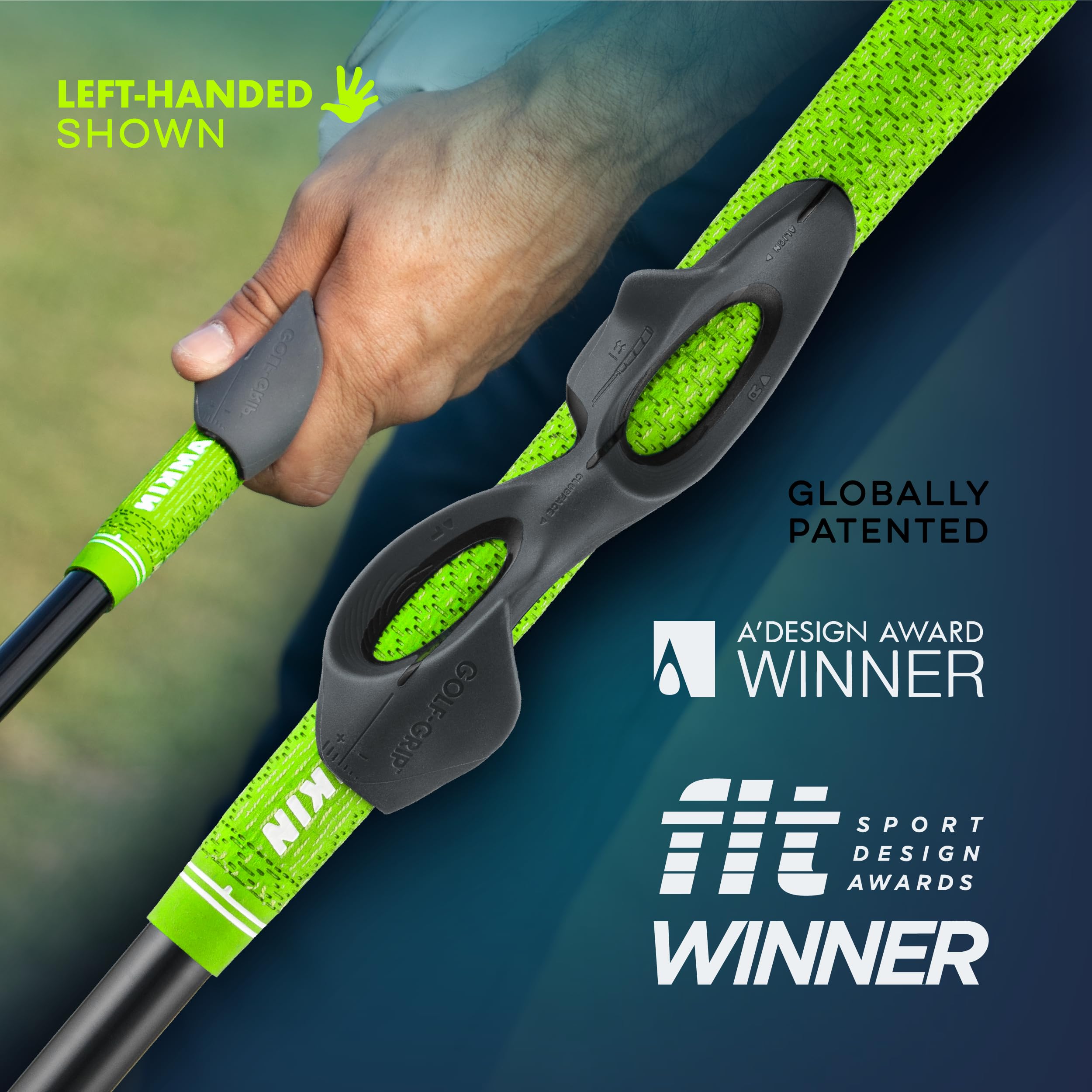 GOLF-GRIP™ Golf Grip Trainer for Left & Right-Handed Golfers – Snap-On Rubber Golf Training Aid for Proper Hand Position & Swing Technique – Hit Straighter, Longer Shots & Fix Slices or Hooks