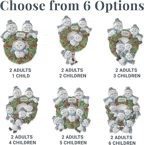 Miniatura 5 de Let's Make Memories Adorno de Navidad personalizado de The Original Snow Buddies Family  Adorno de corona de Navidad  Nombres personalizados  2