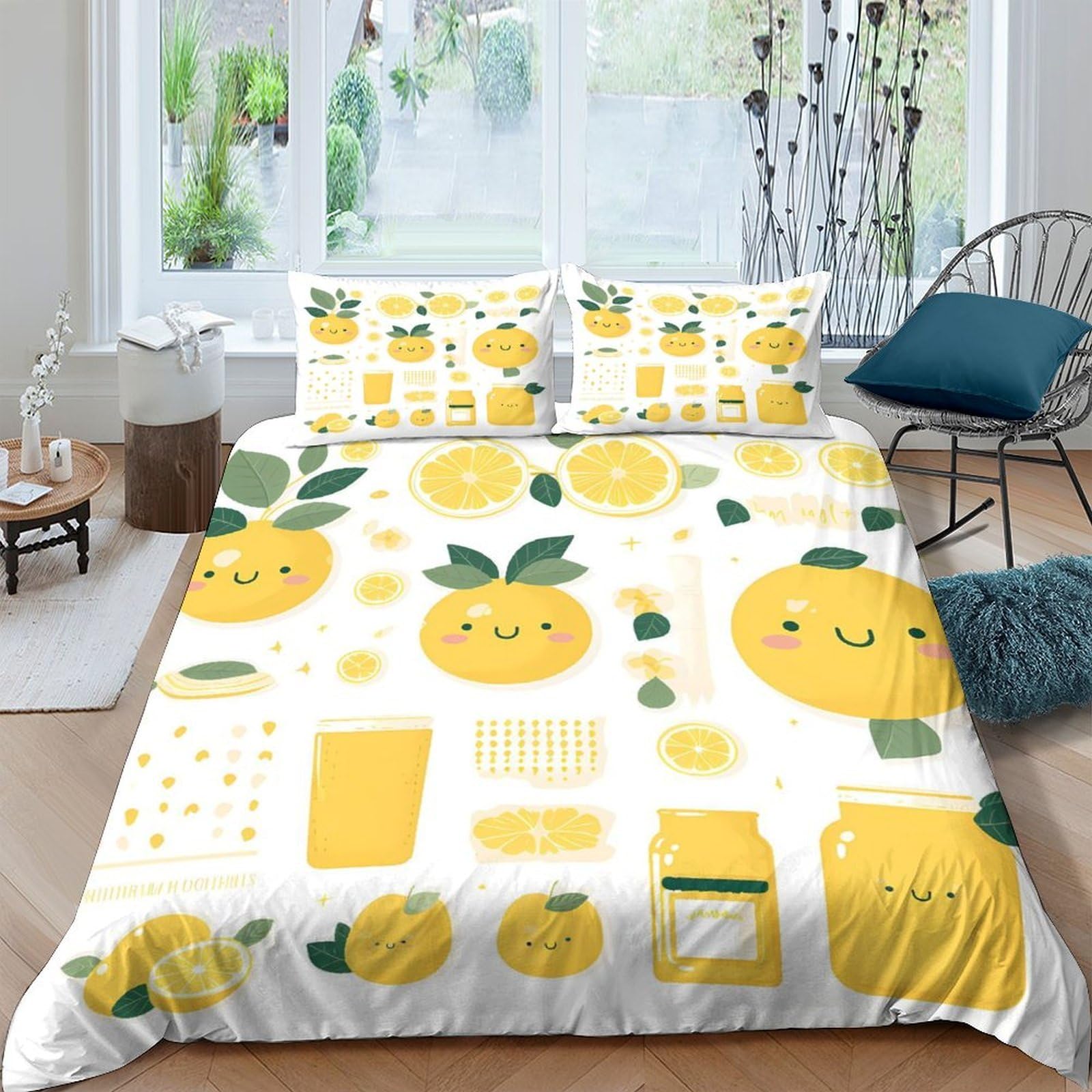 Ctjqhvkz Style-10 3D Printed Cute Lemon Fitted Sheet Microfiber Soft Breathable Cartoon Citrus Bed Cover For Bedroom Decor Mattress Protection Single（135X200cm）