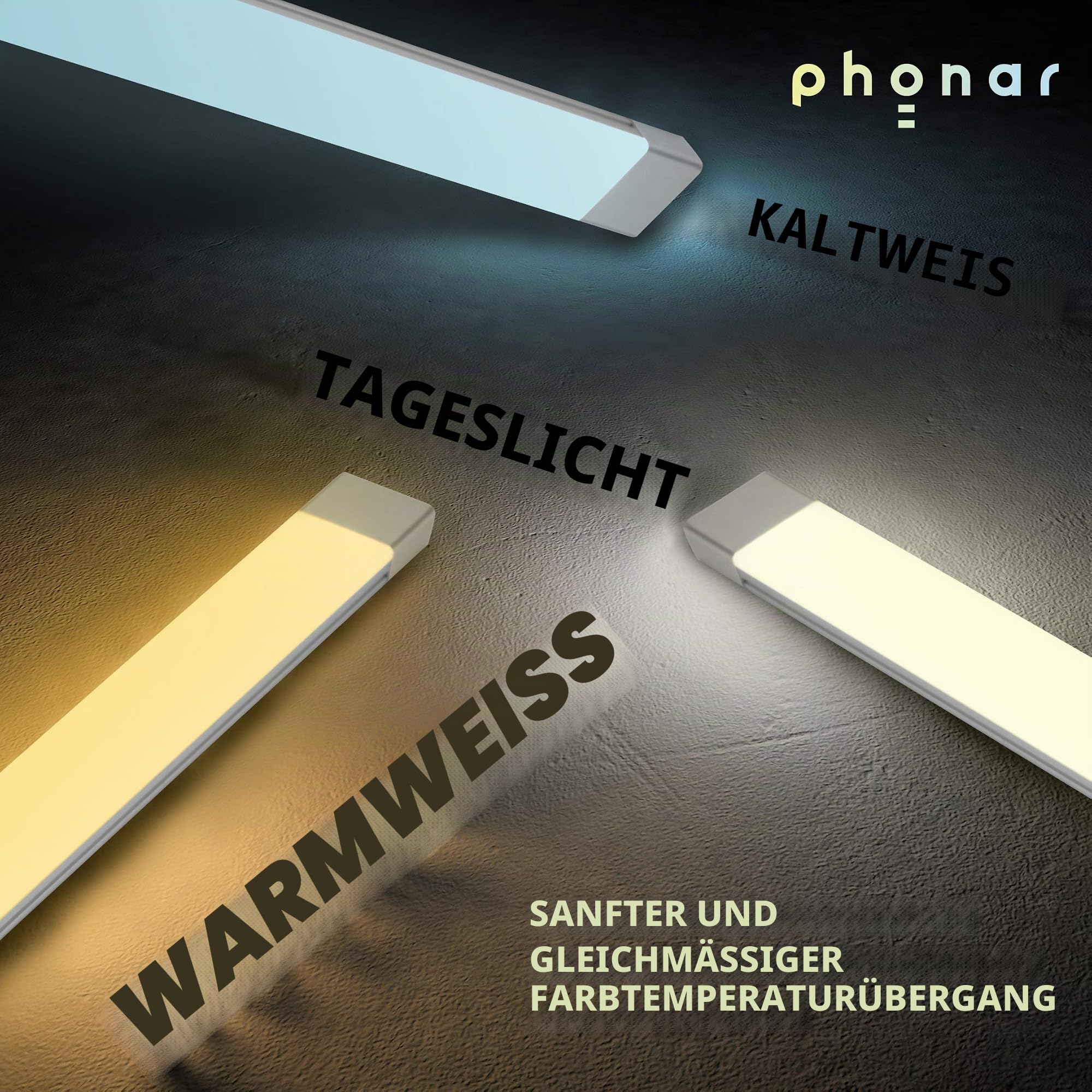 phonar 2 Pack - LED Lichtleiste 90cm, 2800-6000K Unterbauleuchte Indirekte Beleuchtung Küche Indoor Leiste Küche Farbtemperatur einstellbar, 12W 230V LED Licht mit Bewegungssensorschalter