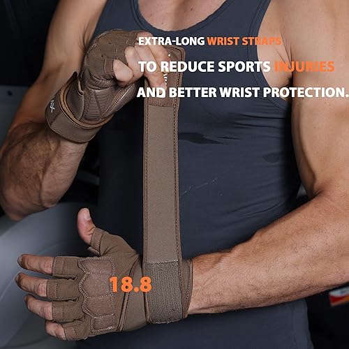 Miniatura 4 de Guantes de entrenamiento para hombres y mujeres, guantes acolchados para levantamiento de pesas con soporte para muñeca, protección completa de la