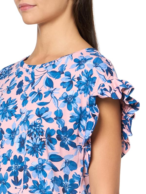 Nautica Women's Short Sleeve Top with Ruffle Sleeves Bridal Rose Multi, Medium by Nautica - Used condition - Image 3