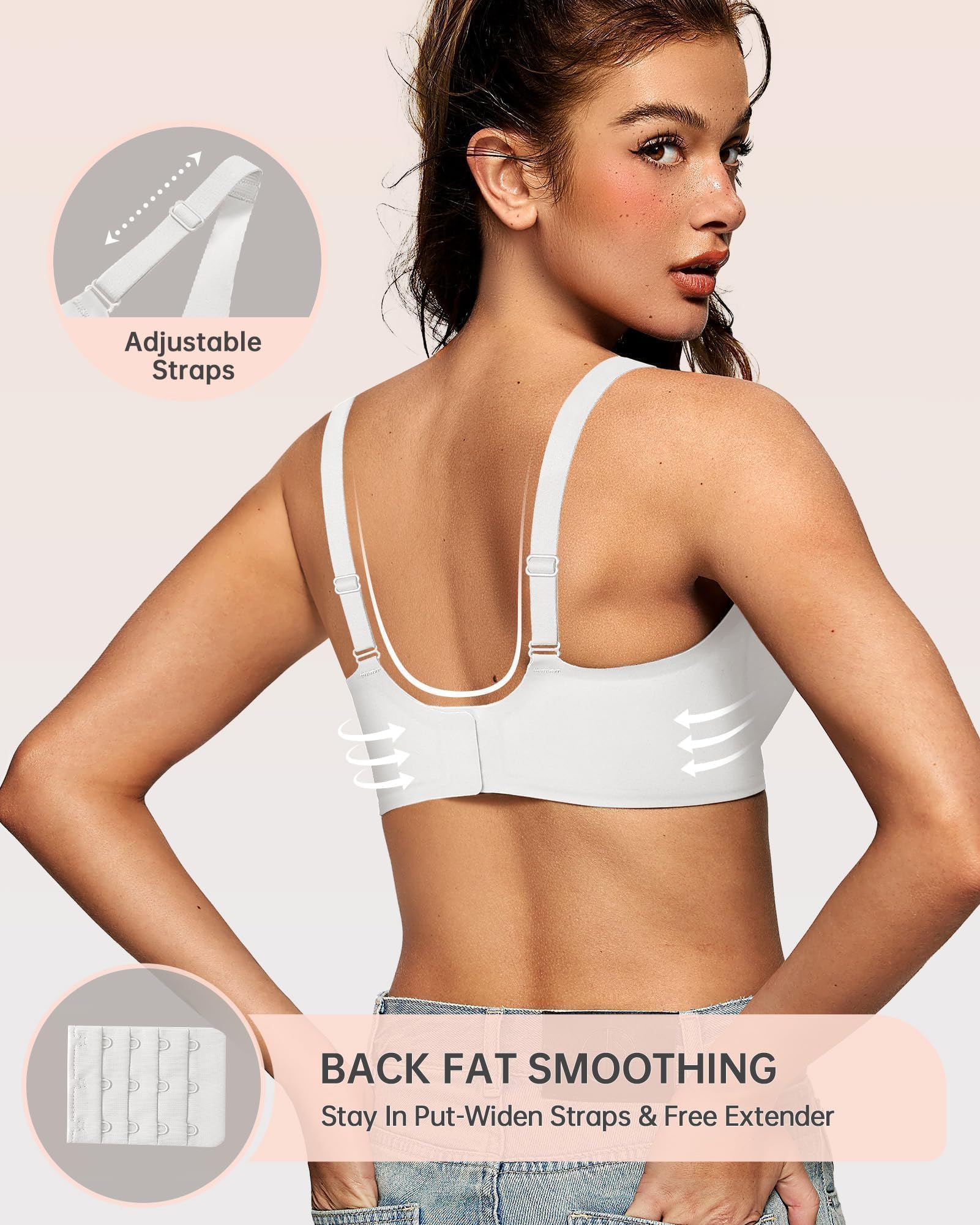 OEAK Nahtloser BH Damen Ohne Bügel tiefem V-Ausschnitt Bra Seamless Push Up Gepolstert Bügelloser Bustier Bequemer Tshirt BH Soft Schlaf BH | Bequem, stützt und hebt, ohne Bügel, Bralettes, tief, vollständige Abdeckung, unsichtbar, Balkon, Minimizer, kein