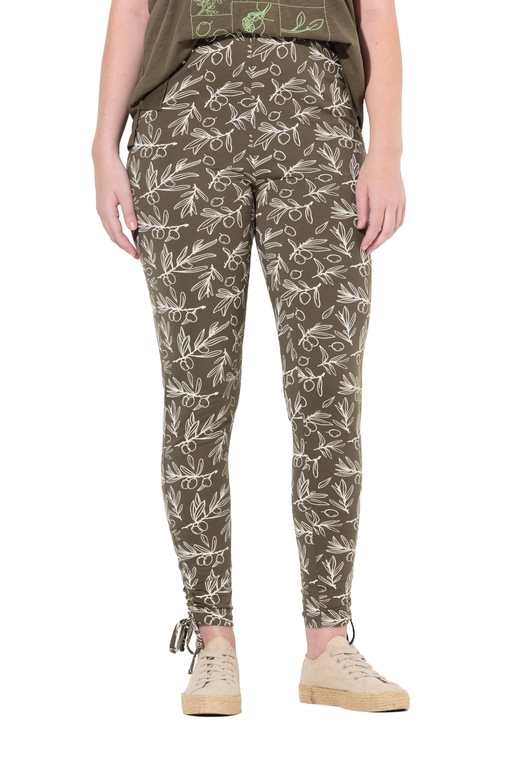 Ulla Popken Damen große Größen Übergrößen Plus Size Leggings, Saumraffung, schmales Bein, Biobaumwolle 834807