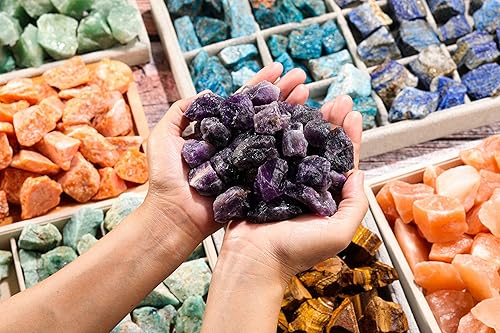 Miniatura 3 de Jovivi Cristales de amatista a granel, piedras curativas moradas rugosas de 1 pulgada, rocas naturales crudas grandes para rodar, cabaña