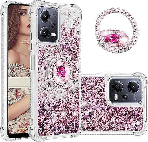 Miniatura 8 de CCSmall Funda brillante transparente brillante con purpurina para Xiaomi Redmi Note 12 5G (no 4G), cubierta de arena movediza líquida fluida con