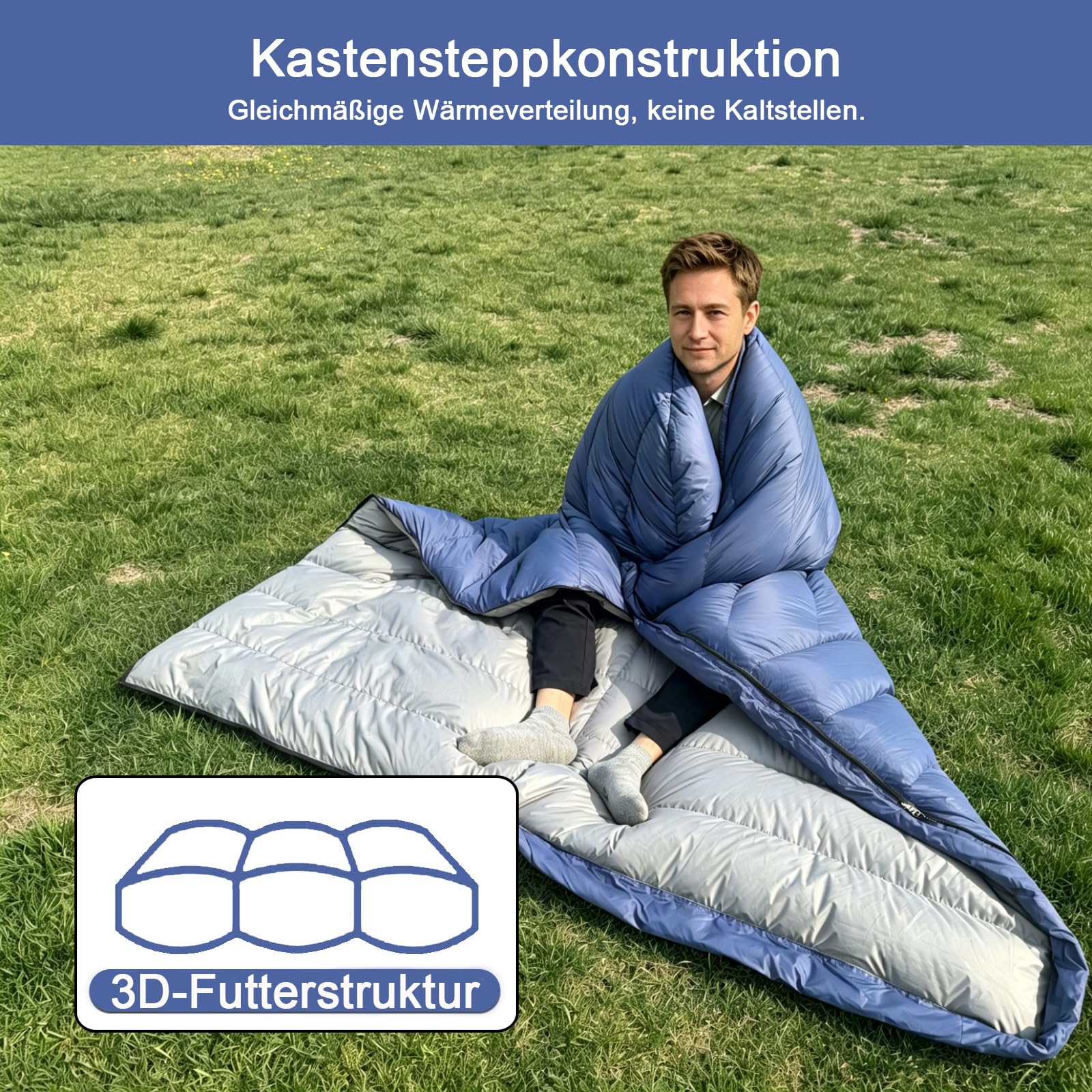 Daunenschlafsack, Extra Großer Leichter Schlafsack 230 cm x 100 cm für Erwachsene Camping,Wandern,Trekking Outdoor