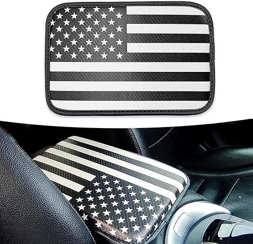 ZKFAR Paquete de 1 funda de cuero para reposabrazos de automóvil de fibra de carbono, cubierta de cuero para consola central de automóvil,