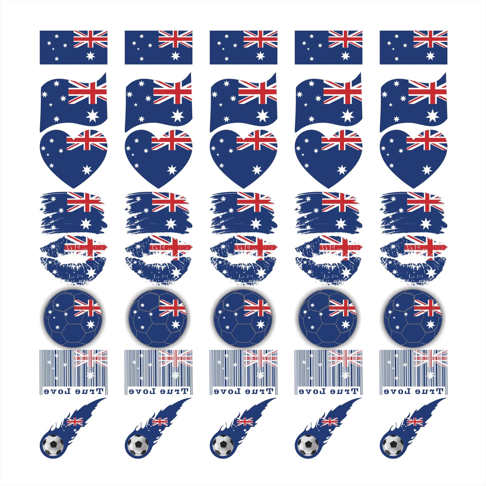 40 Pcs Individual Meme Australia Flag Temporary Tattoos for Kids Fans Face Tattoo for Adults Group Activity Props