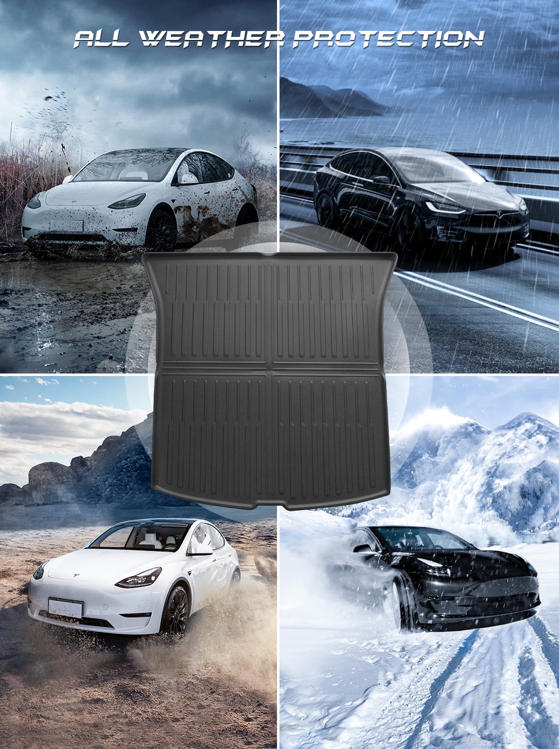 Neues Upgrade Kofferraummatte für Tesla Model Y, Kofferraumschutz für Model Y (5-Sitzer) 2025 Juniper, Kofferraummatte aus TPE Material, Rutschfester wasserdichter und klappbar(Schwarz Neu)