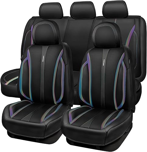 CAR PASS Fundas de asiento de automóvil de piel de napa, transpirables e impermeables para SUV, camioneta, sedán, funda universal antideslizante CAR PASS Fundas de asiento de automóvil de piel de napa, transpirables e impermeables para SUV, camioneta, sedán, funda universal antideslizante