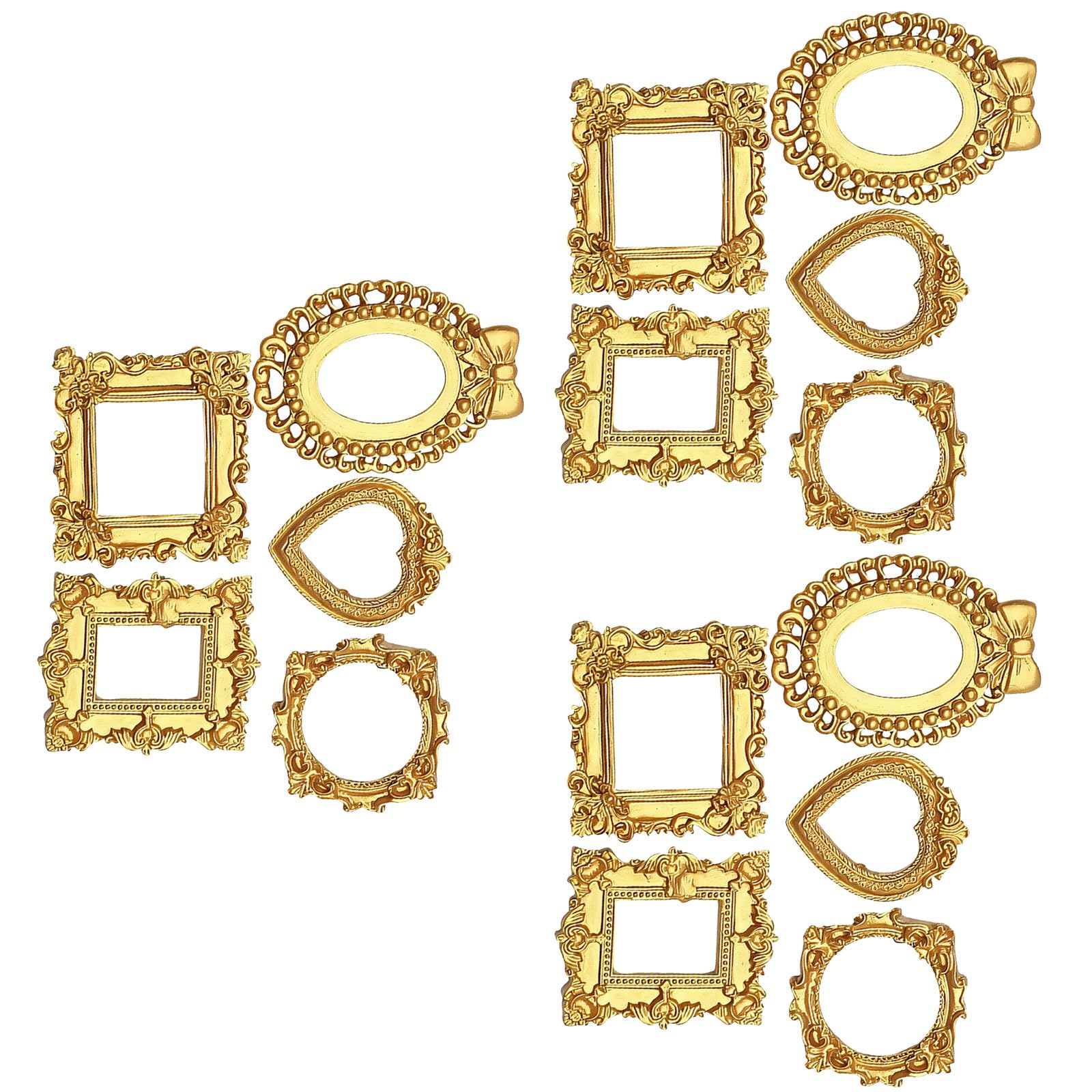 Of 3 Golden Resin Picture Frames with Ornate Carved Borders Perfect for Art and Stylish Display Frame