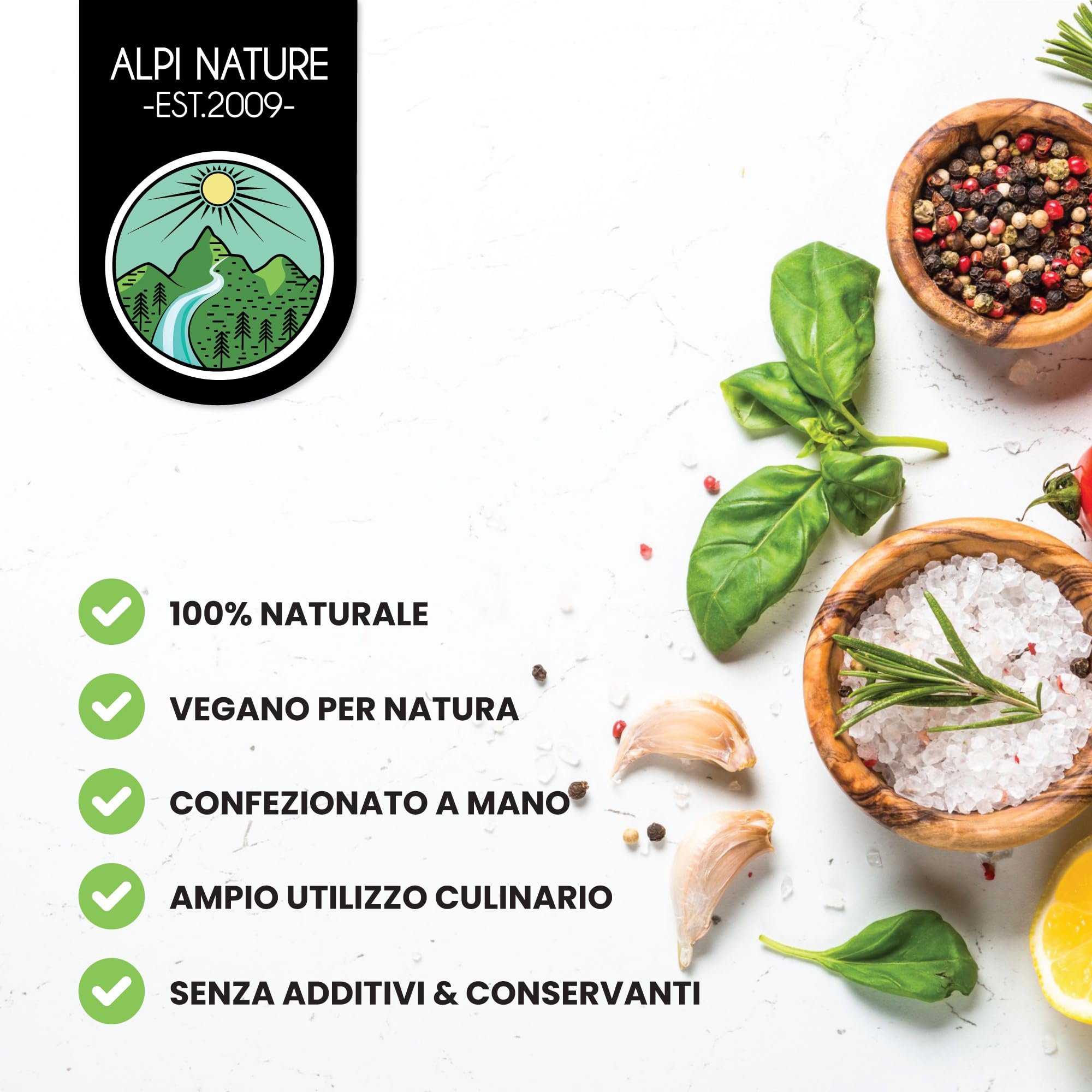 Alpi Nature Pepe Misto 1kg, Grani di Pepe Interi Neri, Bianchi, Rosa e Verdi per Cucina