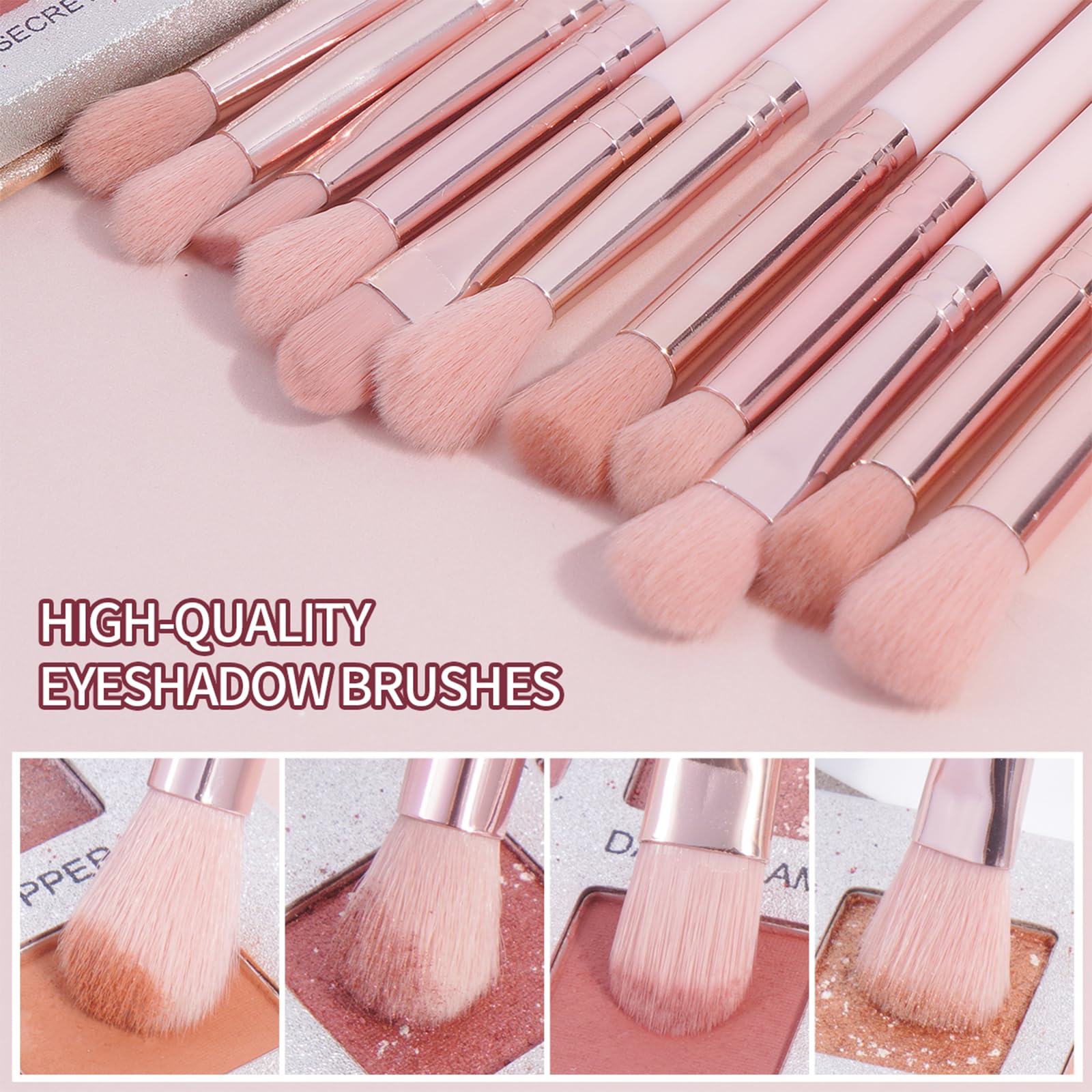 MAANGE Makeup Brush Set 49 Pcs Makeup Tool Set Premium Synthetic Foundation Powder Concealers Eye shadows Blush Makeup Brushes (Pink, 49 Piece Set)