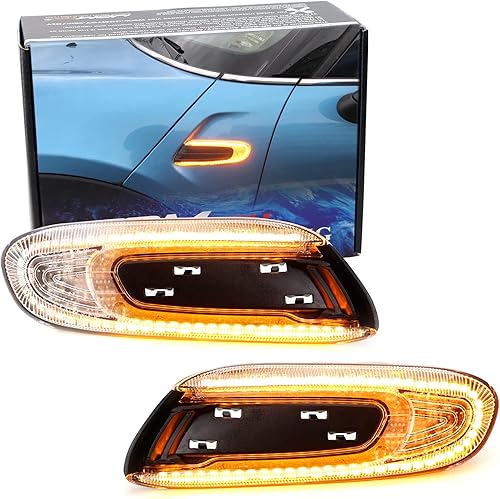 Miniatura 10 de iJDMTOY Kit de luz de marcador lateral para guardabarros LED intermitente secuencial con lente ahumada europea, compatible con Mini Cooper F55 F56