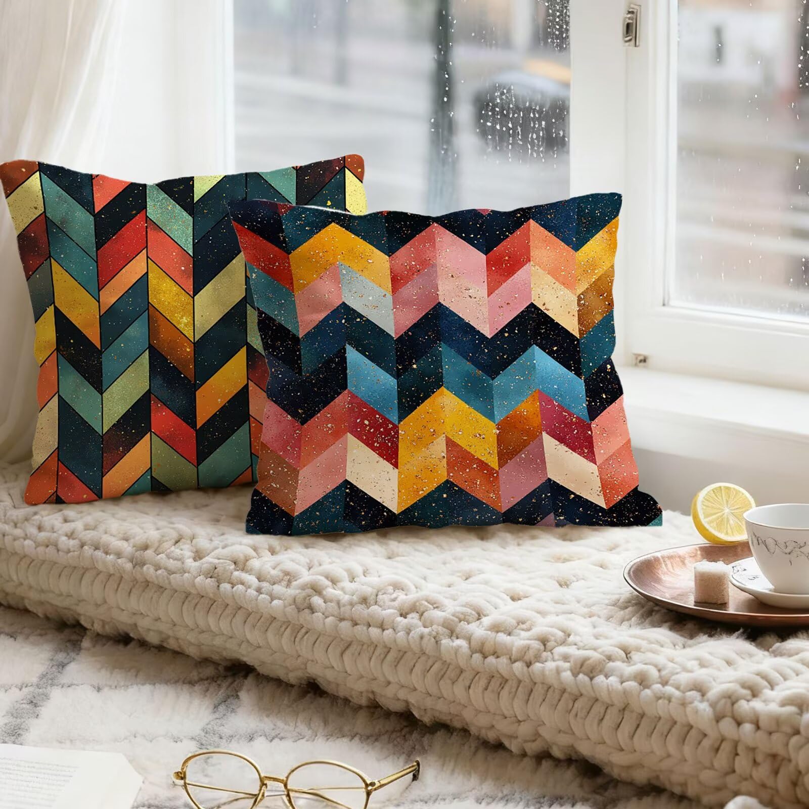 Vistoso Funda Cojin 65x65 GeometríA Funda Almohada 65x65 Cojines Sofa Súper Suave Fundas Cojines Decorativos Fundas Almohadas 4 Piezas Cervicales y Cuello, para Hogar Cama Salon Decoracion E - 811