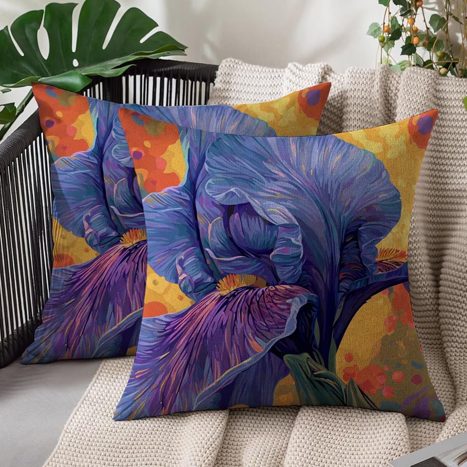Housse coussin 60x60 cm résistante à l'eau pour canapé de jardin