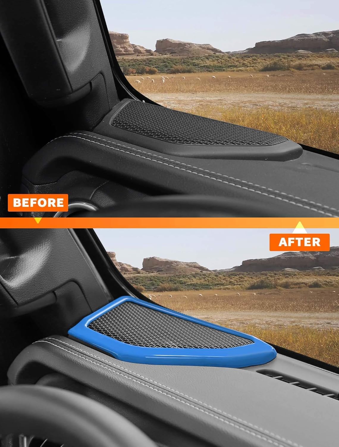 Savadicar Sky Blue Interior Accessories - Dashboard Speaker Trim Cover for 2018-Present Jeep Wrangler JL JLU 4XE & Gladiator JT - Solid Color Interior Decor Upgrade Option, 2-Piece