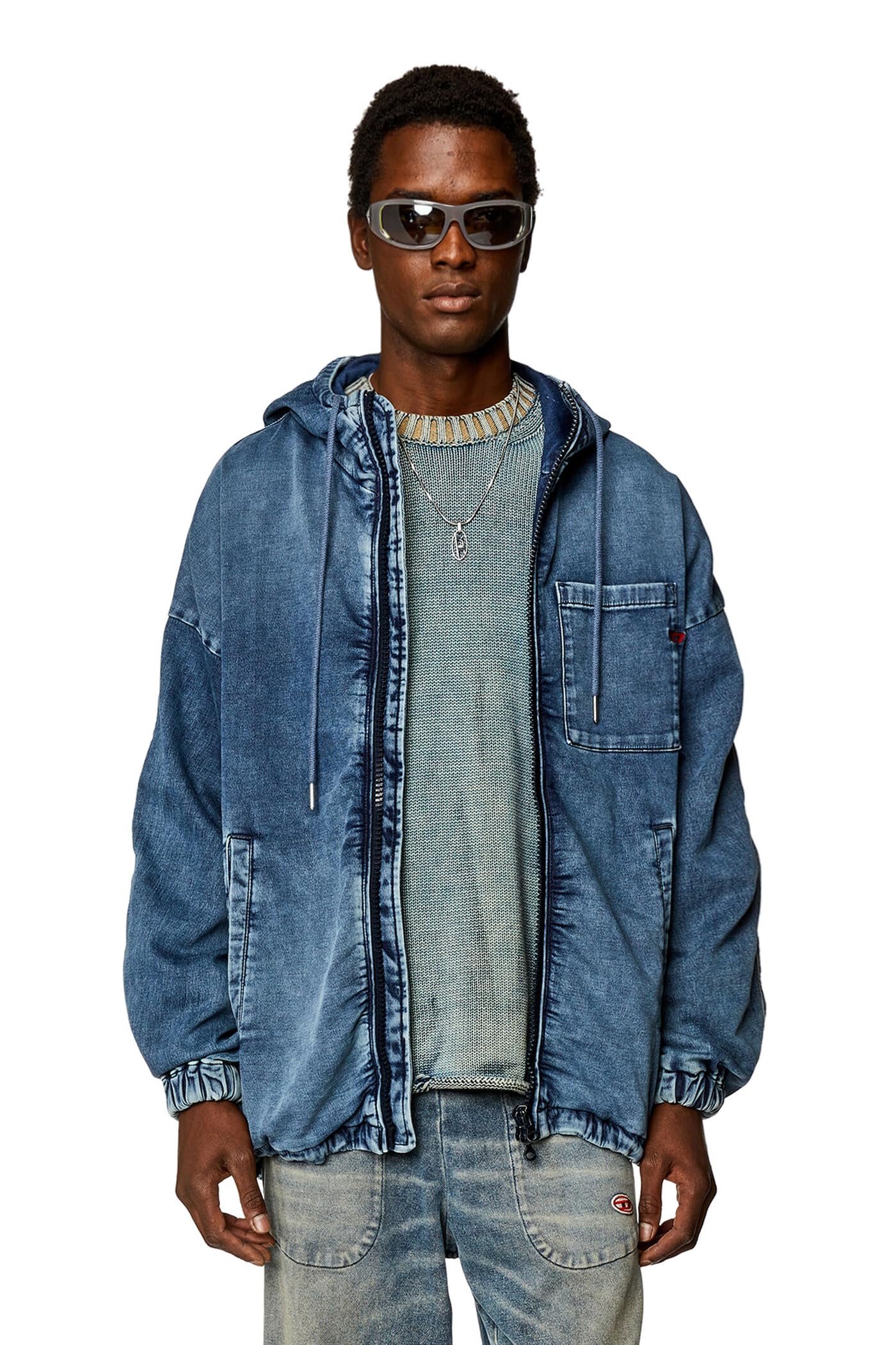 ディーゼル DIESEL 大人可愛いジップアップ総柄デニムジャケットx 
