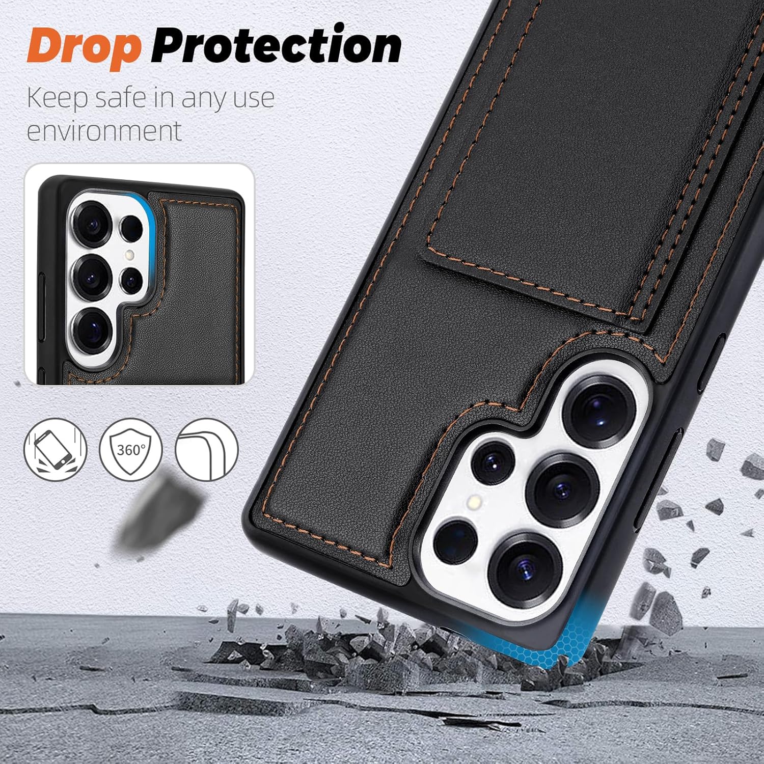 for Samsung Galaxy S25 Ultra Wallet Case with 9 Card Slots,RFID Blocking Large Capacity PU Leather Phone Case Wallet,Men Women's Wallets with Strap,for Travel and Daily Carrying,Black