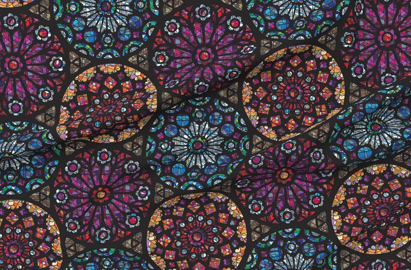 Spoonflower Fabric - Stained Glass Rose Medieval Time Abstract Geometric Printed on Petal Signature Cotton Fabric Fat Quarter - Sewing Quilting Apparel Crafts Decor