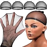 Fandamei HD Wig Caps Super Thin, 4PCS Ultra Thin Black, Nylon Wig Cap for Women Stretchy, Natural Transparent HD Wig Caps for Lace Front Wigs. Summer Wear Comfortable Wig Cap(Black)