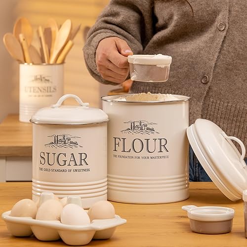 Miniatura 8 de Juego de 3 recipientes de cocina para encimera, juego de 3 recipientes herméticos para café, té, azúcar, juegos de recipientes rústicos para la