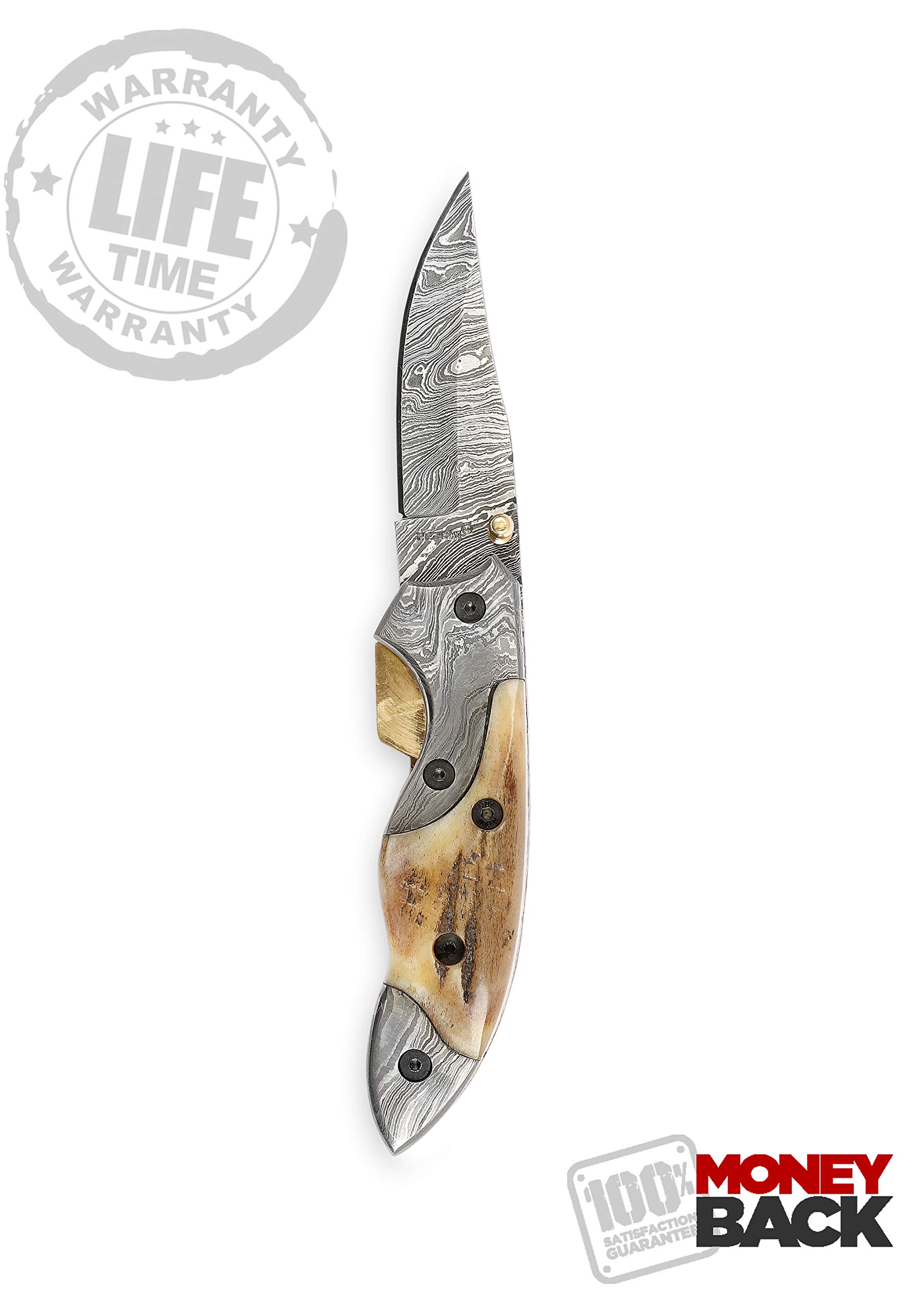 Damasco mano pieghevole serratura Coltello ritorno