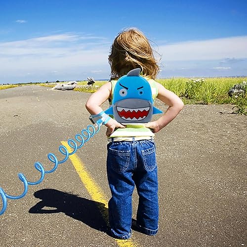 Miniatura 2 de Correa de mochila 3 en 1 para niños pequeños, arnés antipérdida de muñeca, lindo arnés 3D para niños y niñas de 1 a 5 años (tiburón)