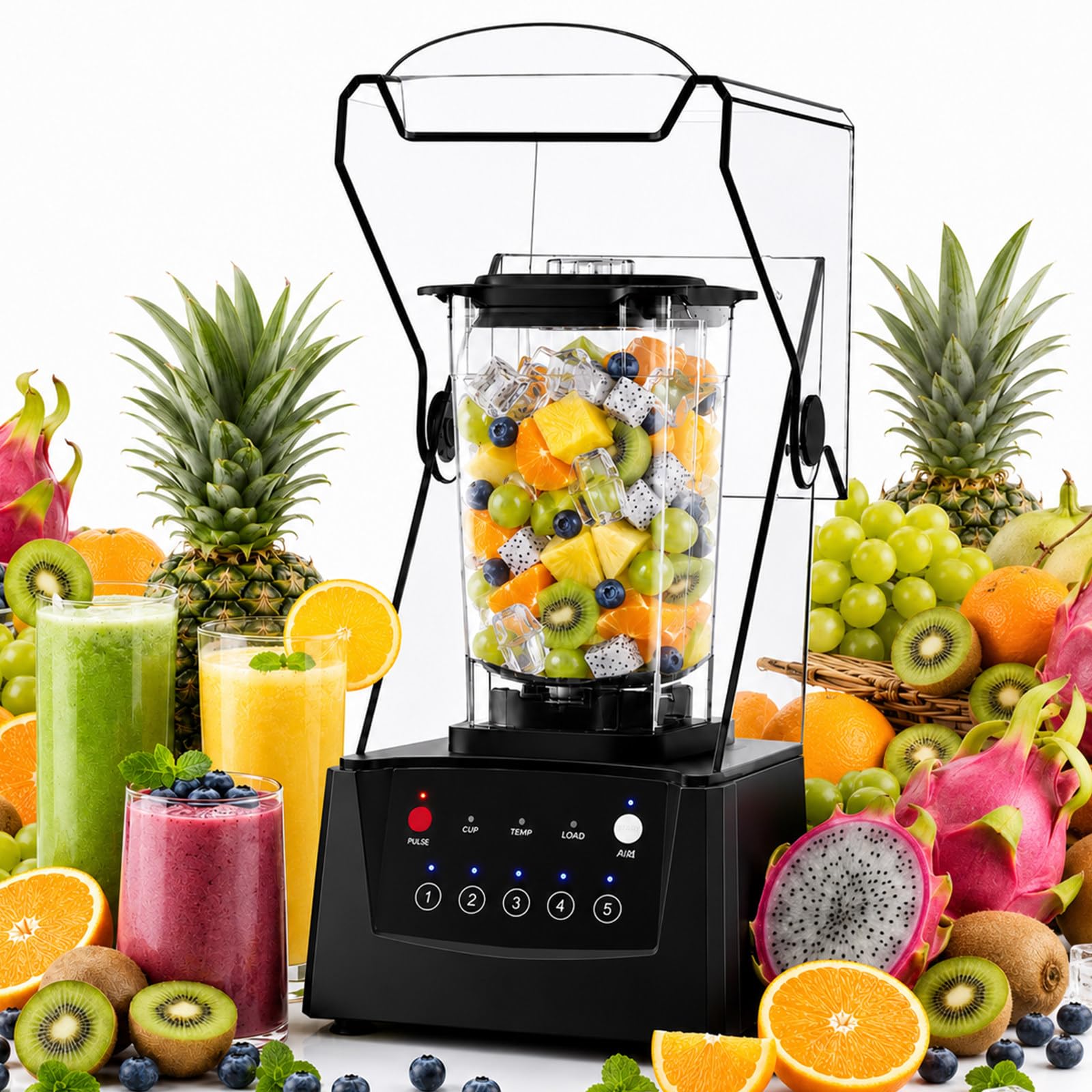 SHUMIAO Professional Quiet Blender, 2200W, 17,000 RPM, 2L Jar, 5 Programs