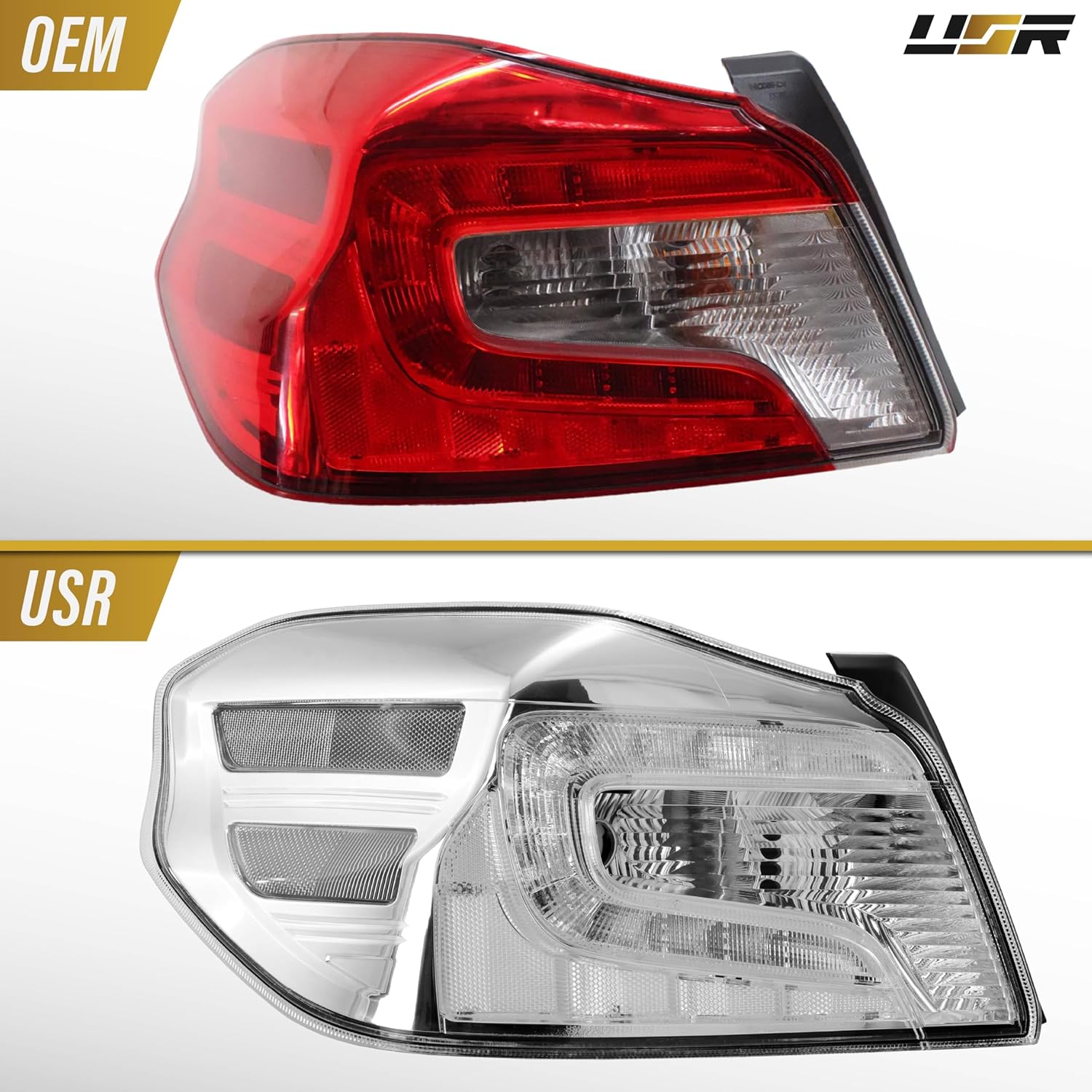 USR 15-21 VA Tail Light – Rear Lamps Set (Left + Right) Pair - Compatible with 2015-2021 Subaru WRX All Models STI, Premium, Limited, Base/Subie Evoeye (CLEAR LENS with RED LED TAIL LIGHTS + BULBS)