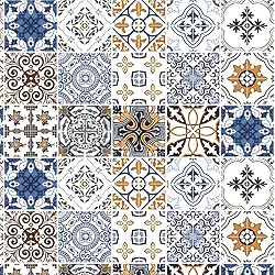 Papel de Parede Adesivo para Cozinha e Banheiro – Estilo Azulejo Portugues Vinil Autocolante Lavável, Rolo com 1 Metro x 50cm para Decoração Prática