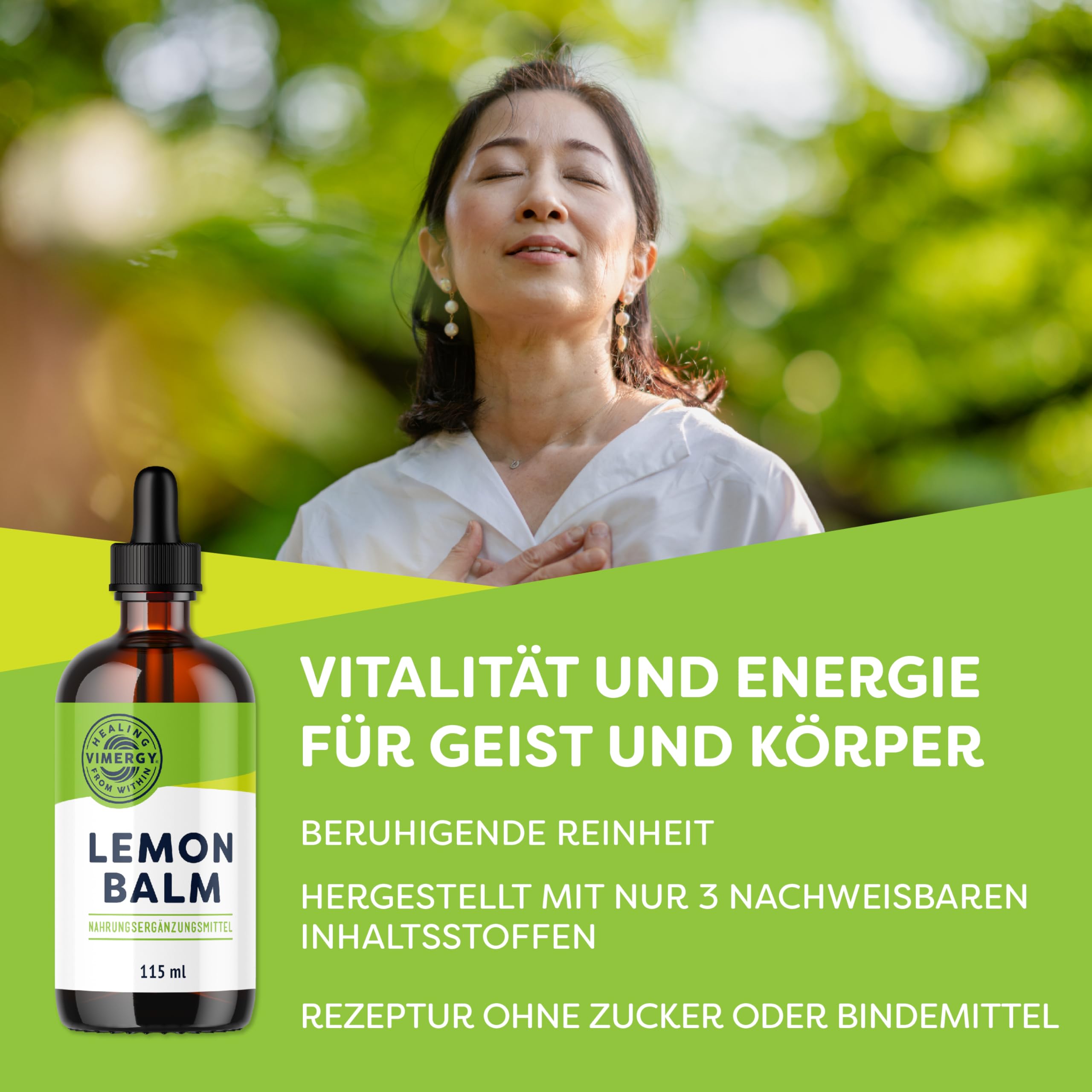 Vimergy Zitronenmelisse Extrakt 115 ml – Flüssige Nahrungsergänzung in Glycerin – Vegan, Ohne Zucker & Gluten