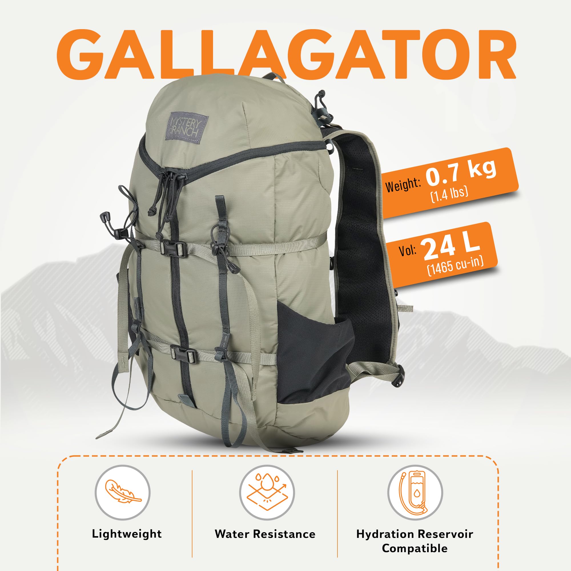 Mystery Ranch Gallagator 25 Travel Bag to Hiking Backpack Daypack, Twig, L/XL