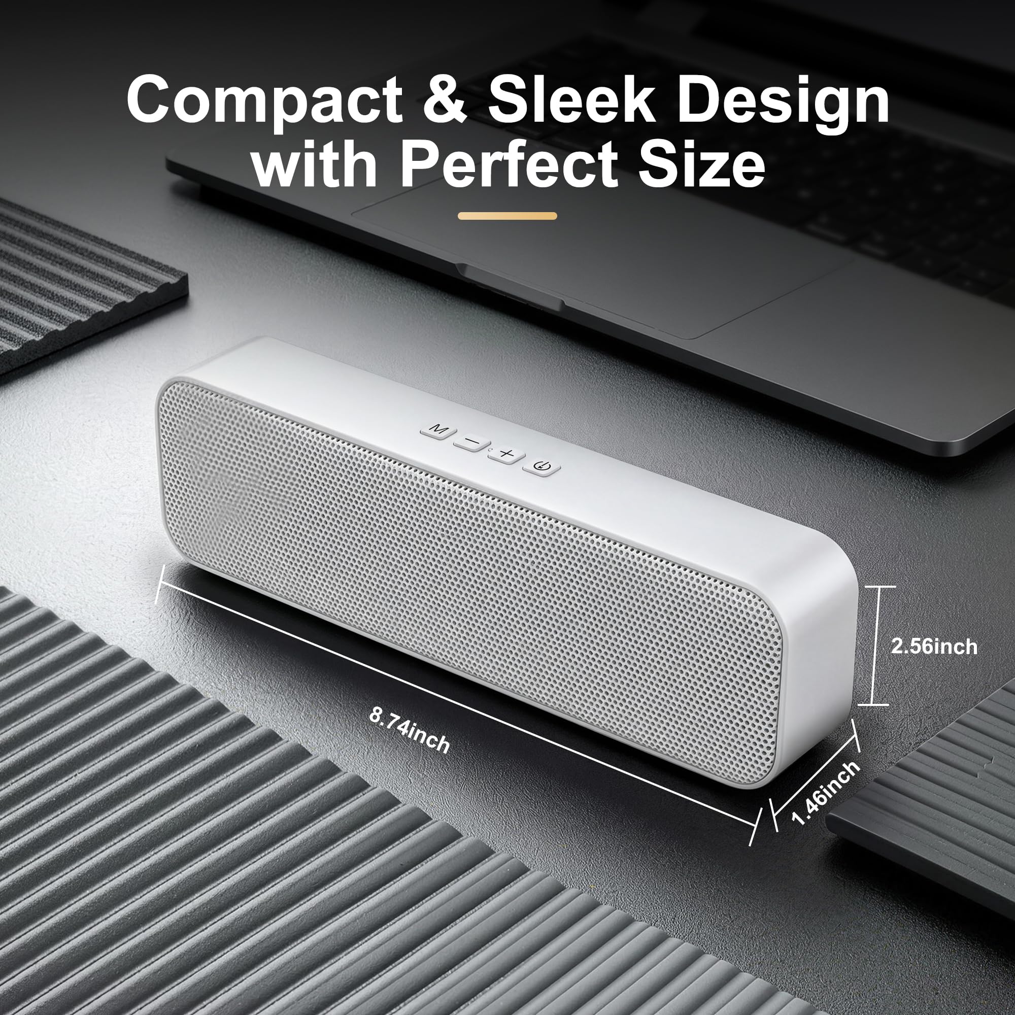 Haut-parleurs d'ordinateur pour PC de bureau, alimentés par USB et Plug and Play, avec entrée auxiliaire Bluetooth 5.3/3,5 mm, petite barre de son pour ordinateur portable avec stéréo