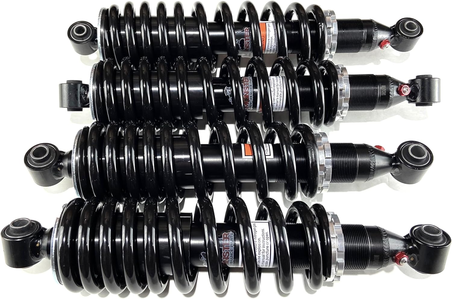 Monster Performance Full Shock Set for Honda Pioneer 500 2017-2021 Front & Rear Monotube Dual-Rate Responsive Handling Quality Tested Gas-charged Anti-foam Anti-shear Adjustable