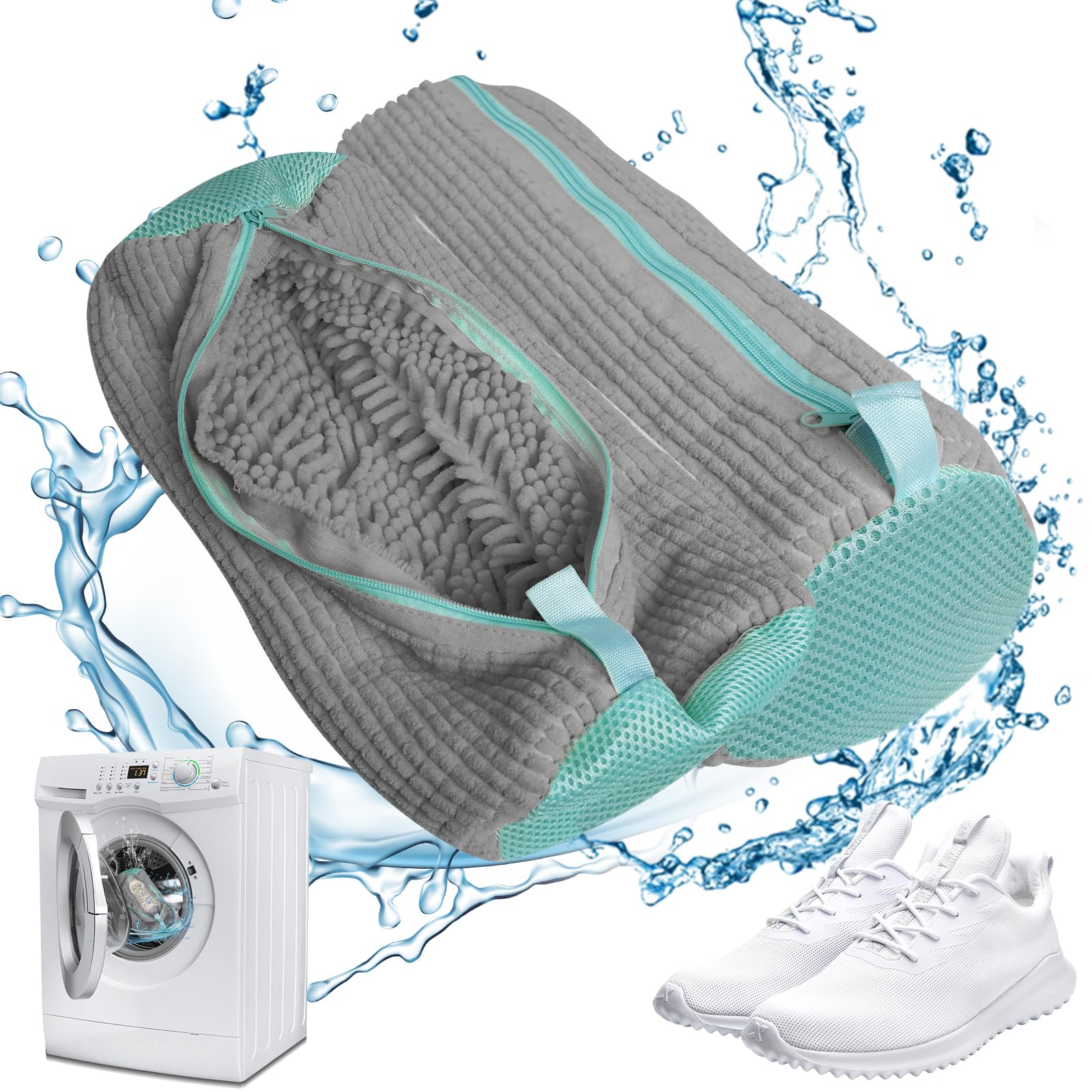 Schuh-Waschbeutel Für Waschmaschine - 2 Stück Graue Schutzhüllen Für Alle Schuhgrößen