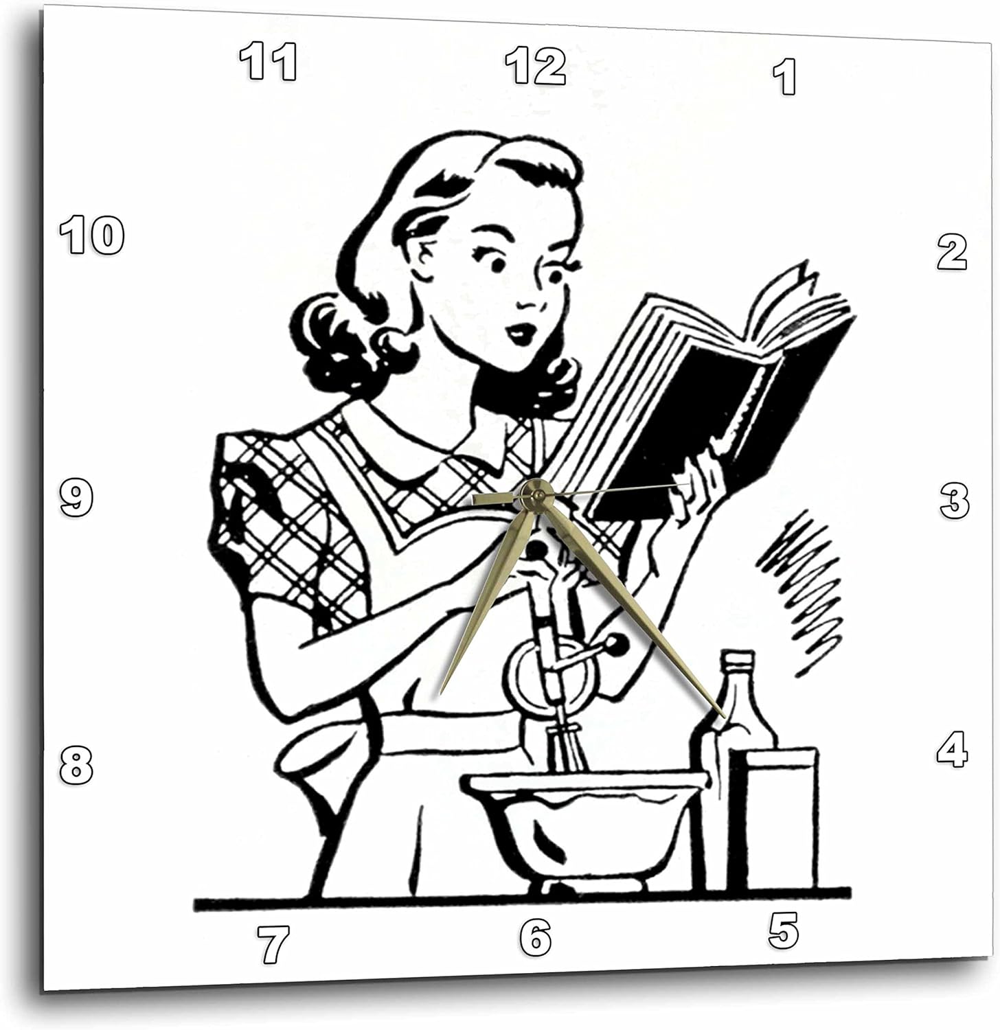 3dRose dpp_50866_3 1940S Lady Baking-Wall Clock, 15 by 15-Inch