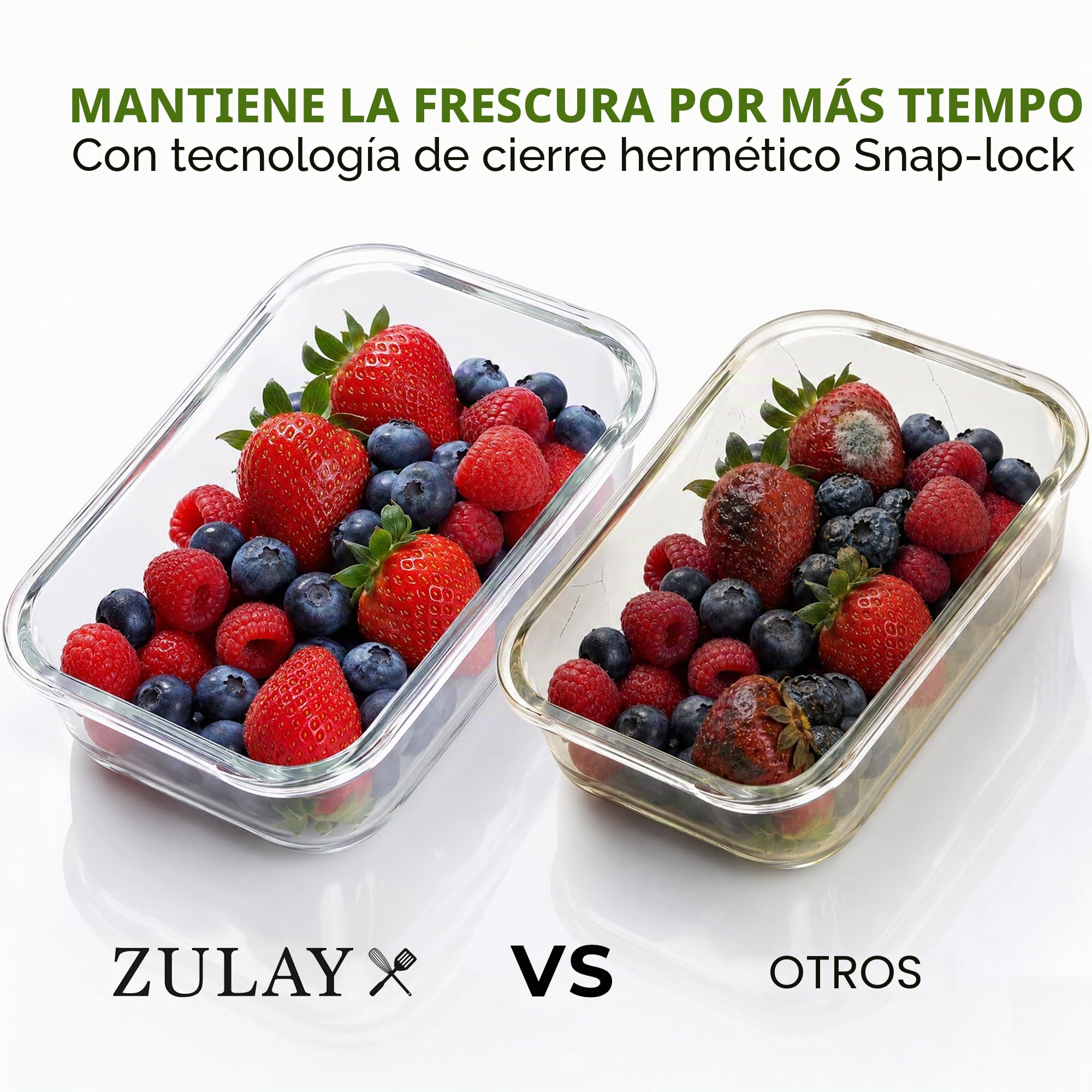 Zulay Kitchen - Paquete de 5 recipientes de almacenamiento de alimentos de vidrio a prueba de fugas, 36 onzas de grosor, herméticos y duraderos, recipientes de preparación de comidas de vidrio