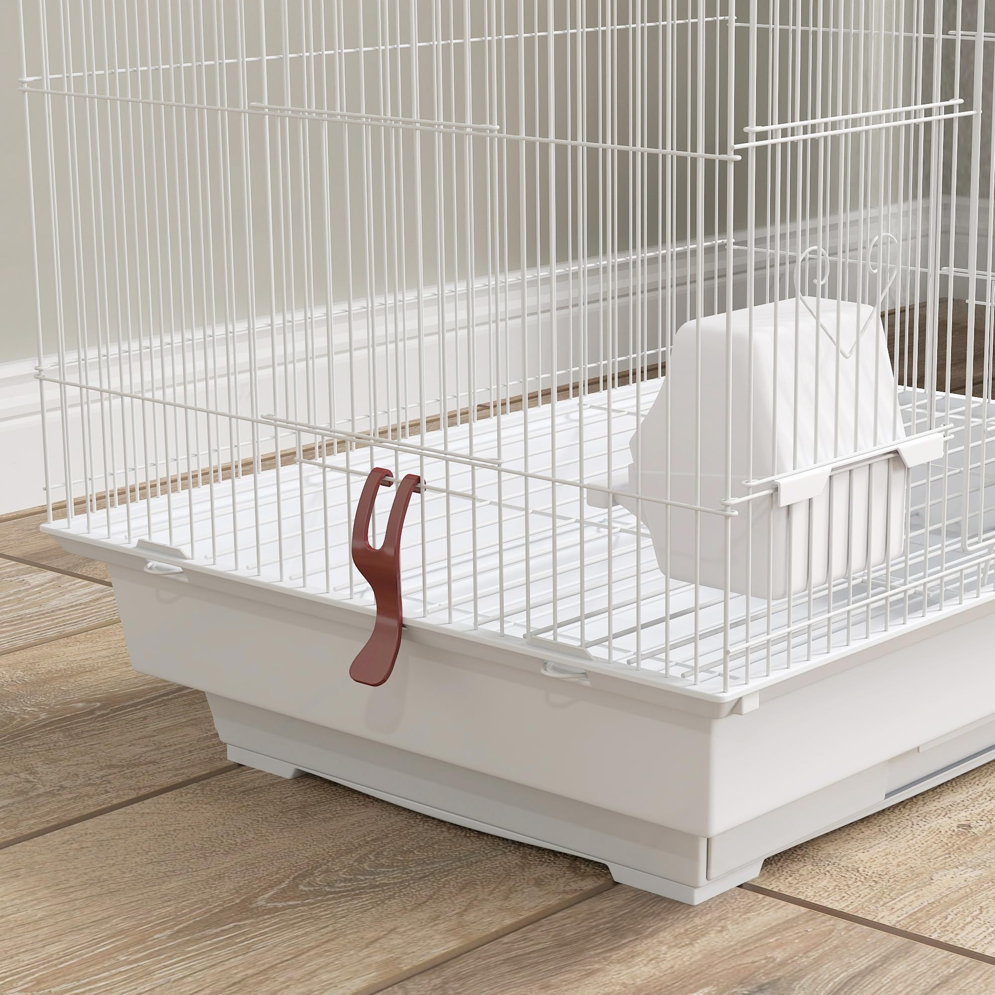 PawHut Cage à Oiseaux 46 x 36 x 100 cm 4 mangeoires 3 perchoirs pour Perruche calopsitte Conure Pinson canaris