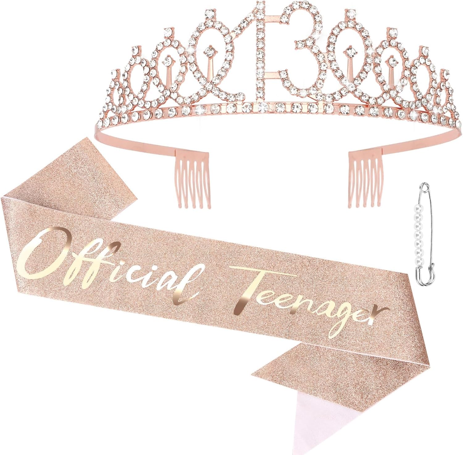 Semato 13th Birthday Sash and Tiara Kit- 13th Birthday Decorations for Girls