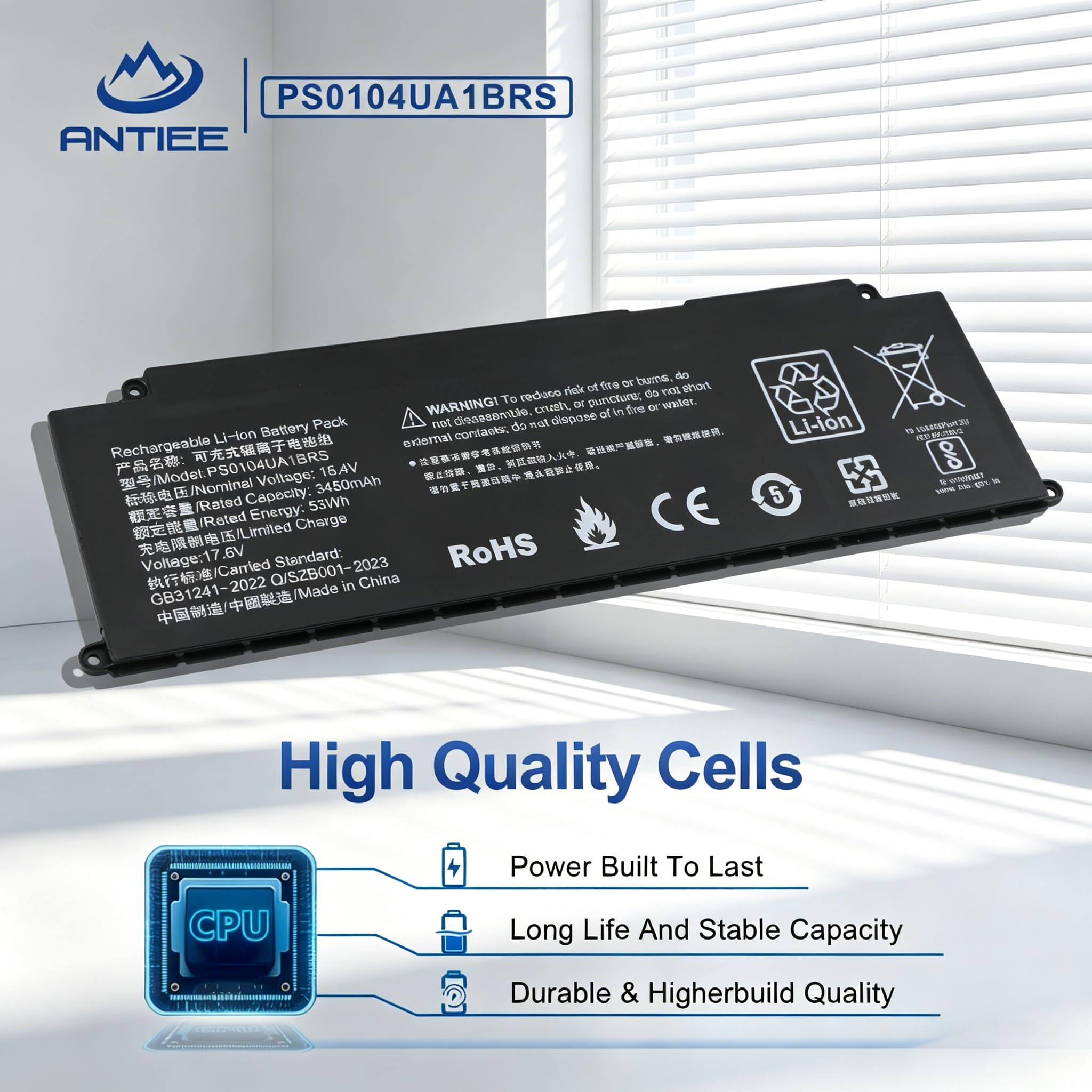 AntiEE 53Wh PS0104UA1BRS - Batería portátil compatible con Toshiba Dynabook U30 Tecra A40-J-12E A50-J Portege X40-K SeriesG 71C000ML110 P000834200 15,4 V