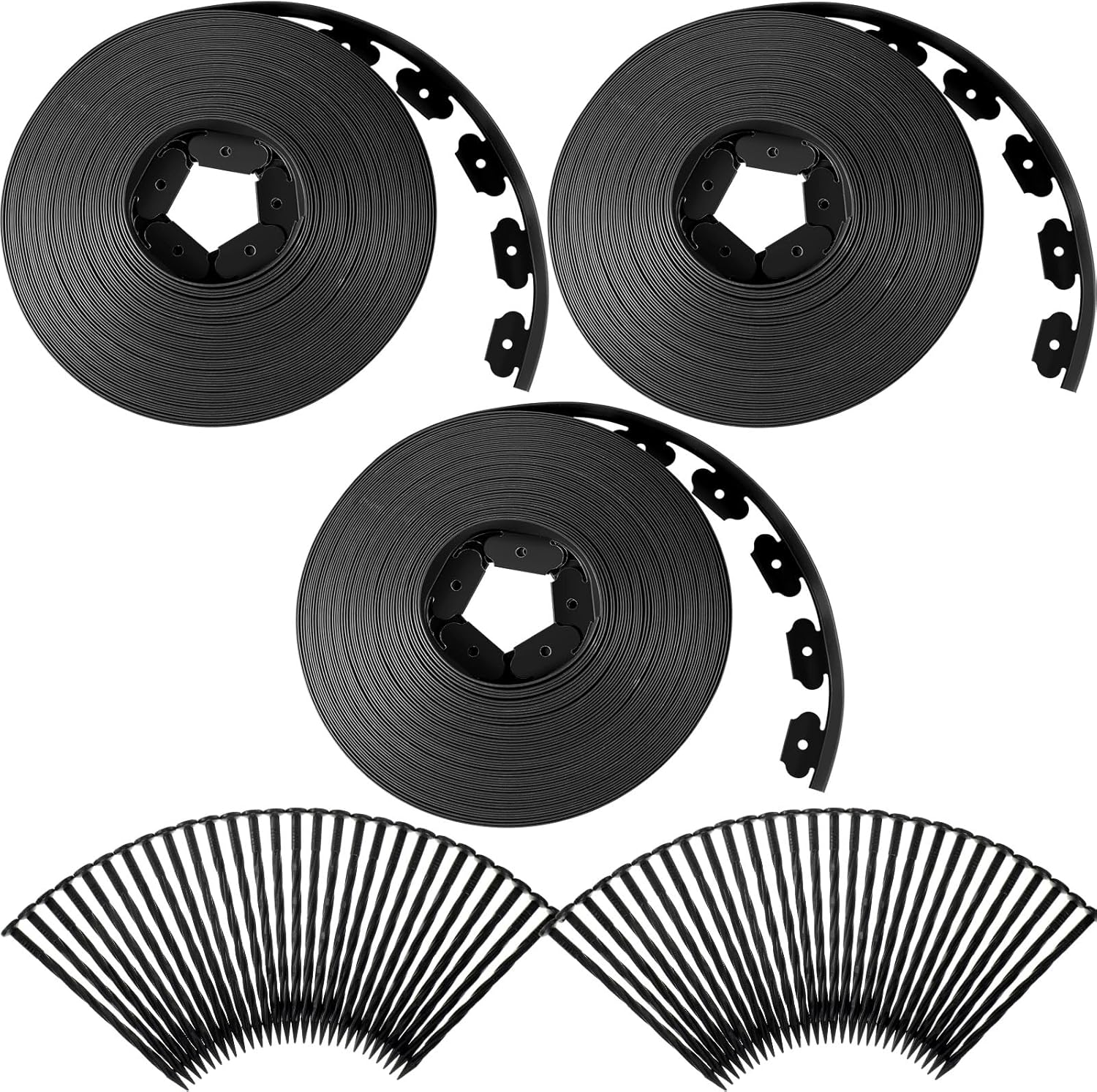 Queekay 120 Ft x 4 Inch Garden Edging Border with 108 Spikes, Plastic Flexible Landscape Edging, Heavy Duty Garden Barrier Edge for Flower Beds Yard Lawn Pathway Paver